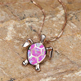 Collier Pendentif Tortue en Opale de Feu Verte Vintage