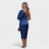 Élise - Blaues luxuriöses One-Shoulder-Abendkleid
