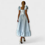 Lia - Cremefarbenes Rüschenshirt-Maxikleid