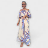 Georgia - Buntes Off-Shoulder-Maxikleid mit Print