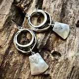 Boucles d'Oreilles Pendantes Vintage Carrées en Argent