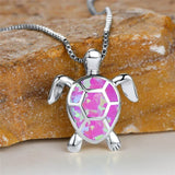 Pendentif Tortue en Opale de Feu Vert Vintage en Or
