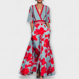 Alea - Robe colorée à motif floral et col en V