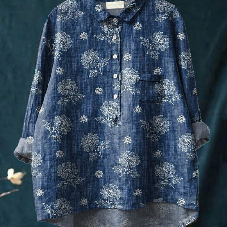 Lina | Lebhaft Blumenbesticktes Shirt