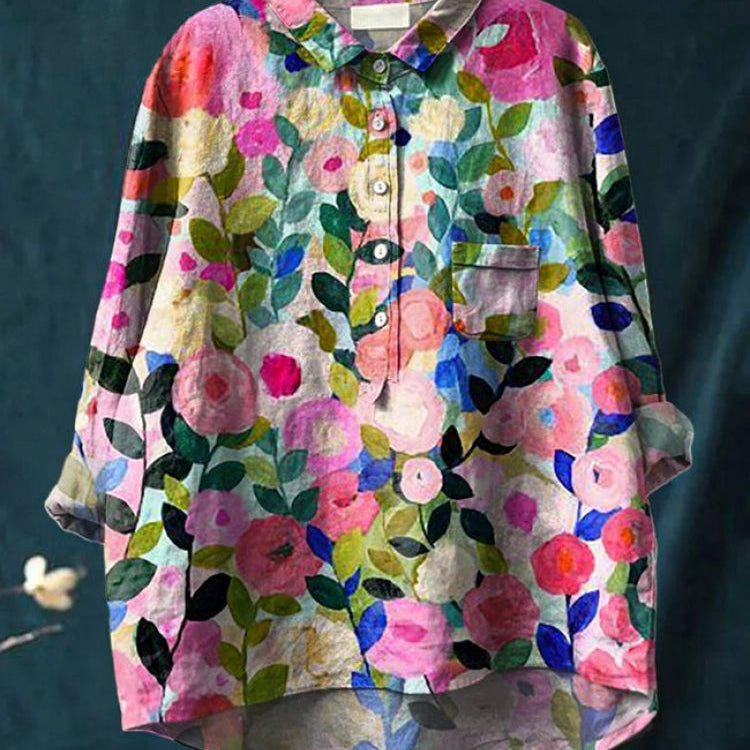 Lina | Lebhaft Blumenbesticktes Shirt