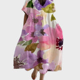 Robe crème à fleurs aquarelle