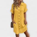 Aria - Robe chemise blanche à boutonnière
