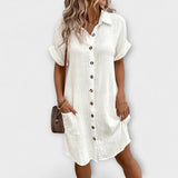 Aria - Robe chemise blanche à boutonnière