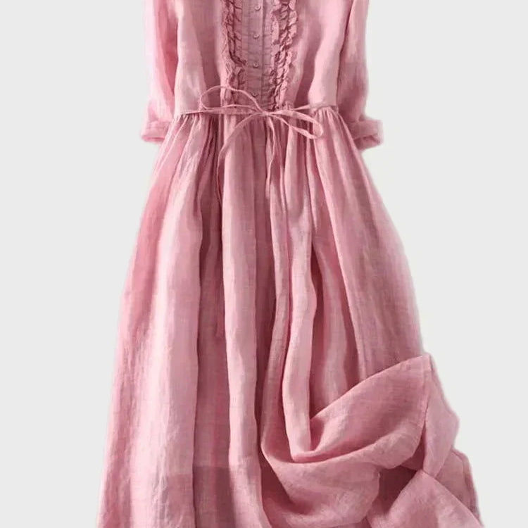 Salbeigrünes Leinen-Trägerkleid