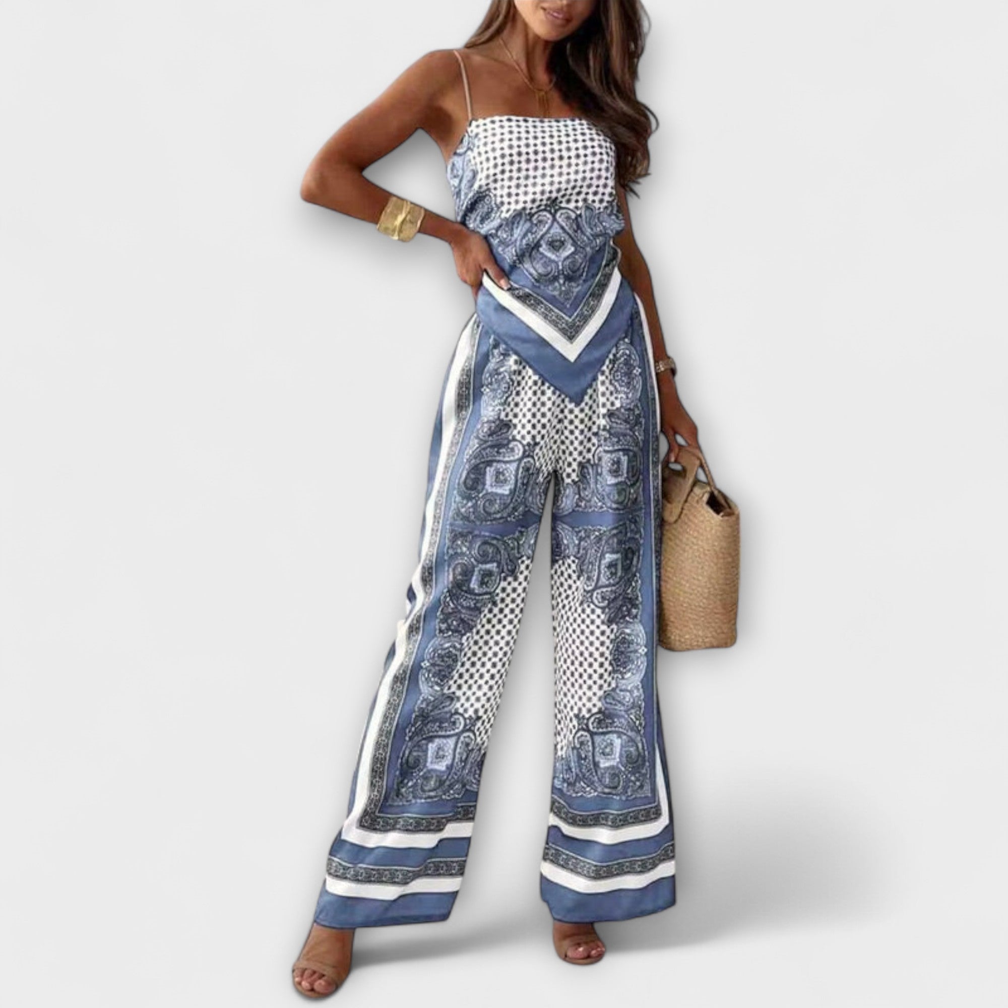 Dakota - Ensemble bleu et blanc imprimé