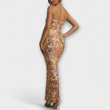 Oakley - Maxikleid mit floralen Pailletten