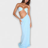 Isabella - Hellblaues rückenfreies Abendkleid