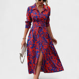 Bianca - Robe rouge à imprimé animal