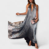 Calliope - Robe maxi métallisée argentée