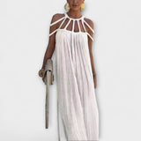 Briar - Robe maxi beige à tresses drapées