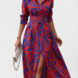 Bianca - Robe rouge à imprimé animal