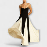 Ember - Schwarz-cremes A-Linien-Maxikleid mit Tüll