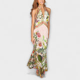Ayla - Robe maxi crème à motif floral
