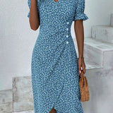 Rita - Graues Wickelkleid mit Tupfenmuster