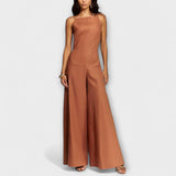 Ylva - Brauner Halter-Jumpsuit