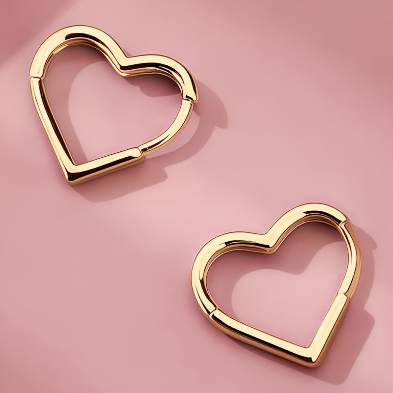 Boucles d'oreilles en cœur doré en acier inoxydable