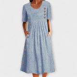 Luisa - Hellblaues gestreiftes Premium-Midikleid