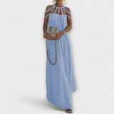 Briar - Robe maxi beige à tresses drapées