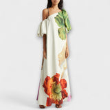 Melody - Weisses Off-Shoulder-Maxikleid mit Blütenmotiv