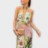 Ayla - Robe maxi crème à motif floral