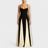 Ember - Schwarz-cremes A-Linien-Maxikleid mit Tüll