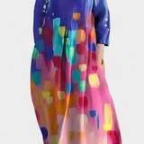 Ana - Robe fluide colorée à motif aquarelle