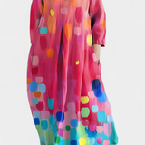 Ana - Robe fluide colorée à motif aquarelle