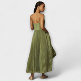 Lucrezia - Olivgrünes Plissee-Midikleid