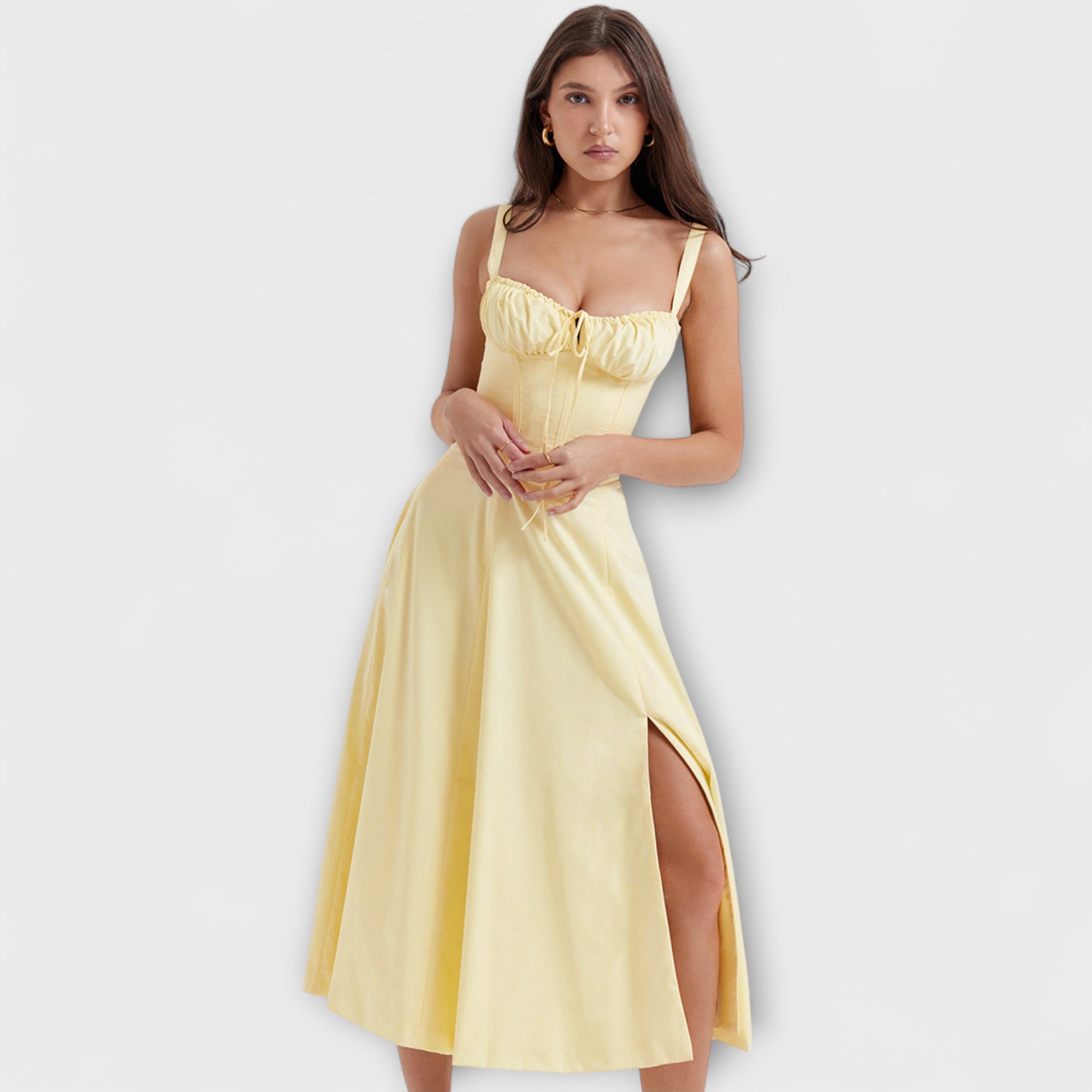 Zipporas - Tailliertes Bustierkleid mit Frühlingsblumen