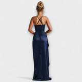 Krissi - Marineblaues Maxikleid mit Schlitz