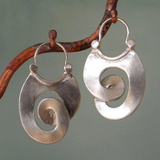 Boucles d'oreilles vintage irrégulières en argent
