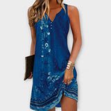Tessa - Blaues Midikleid mit Ornamentmuster