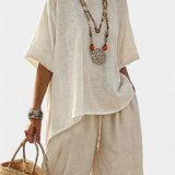 Catarina - Ensemble en lin minimaliste beige