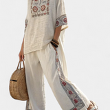 Amália - Ensemble méditerranéen beige brodé