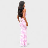 Mara - Rosa Maxikleid mit Blütenmuster