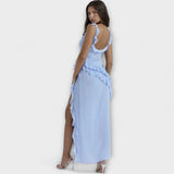 Lara - Bordeauxrotes Maxikleid mit Schlitz