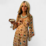 Lauren - Cremefarbenes Kleid mit buntem Tupfenmuster