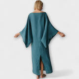Dana - Robe kimono bleue en lin