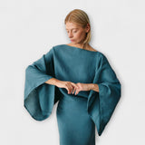 Dana - Robe kimono bleue en lin