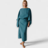 Dana - Robe kimono bleue en lin