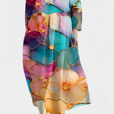 Ana - Robe fluide colorée à motif aquarelle