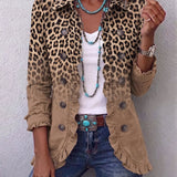 Tawny™ | Veste à Volants Imprimé Léopard Dégradé Vintage