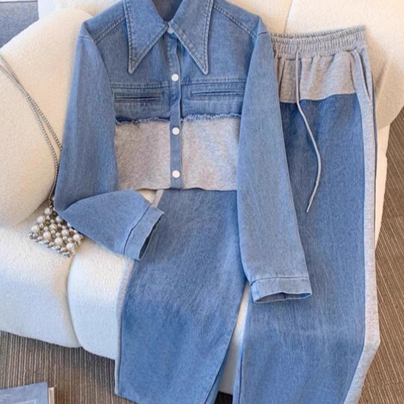 Holbrook™ | Ensemble Veste Courte Colorblock & Pantalon Large