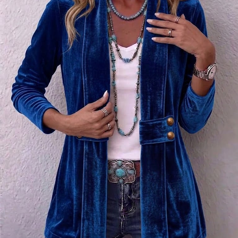 Holliwell™ | Veste Ouverte Manches Longues Revers Boutonné Vintage