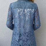 Lacinda™ | Blazer à Empiècements Dentelle Fleurie